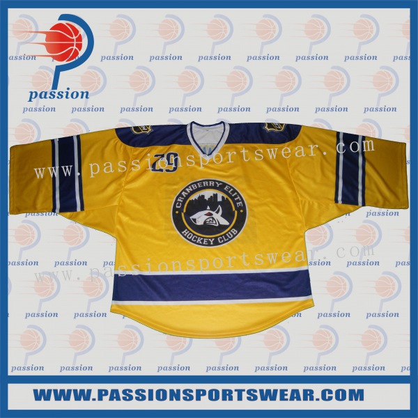 Yellow Navy Blue Plus Size Hockey Jerseys