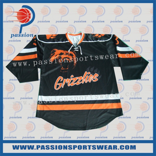 Grizzlies Black Hockey Jerseys