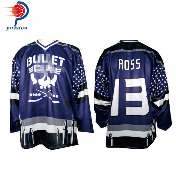 Blue Grey Ice Hockey Jerseys