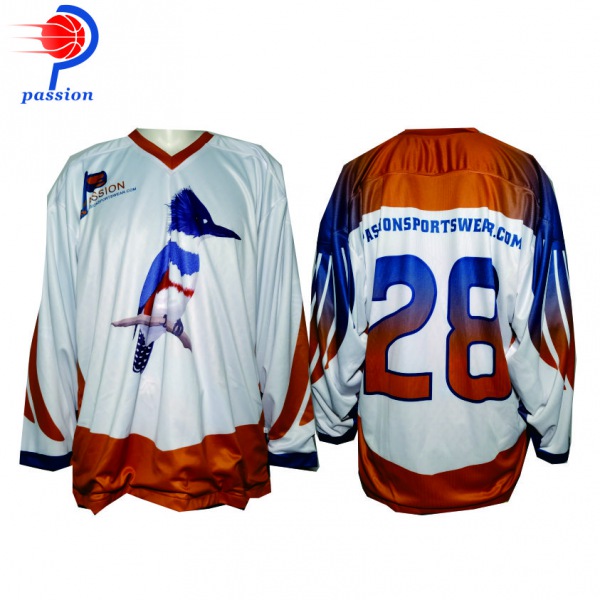 White Orange Reversible Ice Hockey Jerseys