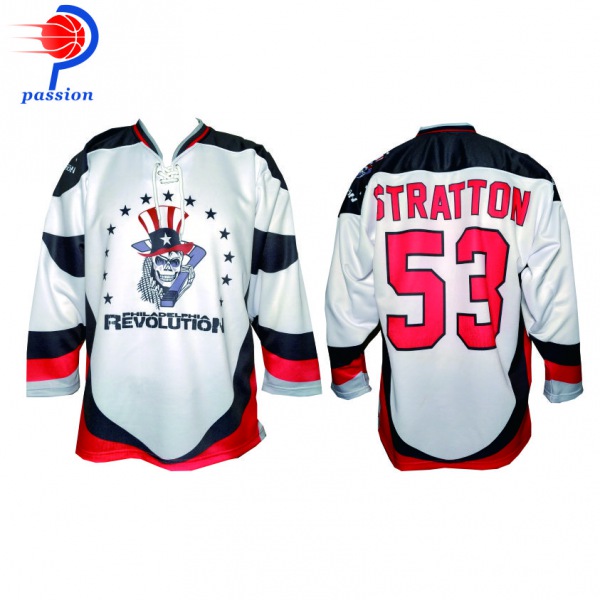 White Red Black Team Hockey Jerseys