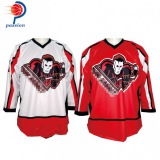 White and Red Mesh Reversible Hockey Jerseys