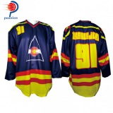 Orange Blue Ice Hockey Jersey With Custom Team Logos