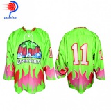 Green Red Fire Ice Hockey Jerseys