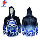 Customized Promotional Sport Bar Hoodies in 100% Polyester Fleece Material & Sublimation Printing
