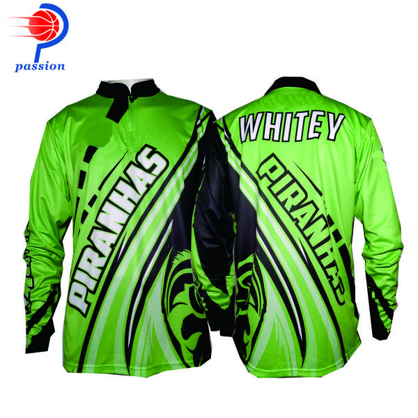  Green Black Shark Long Sleeve Fishing Shirt Jerseys