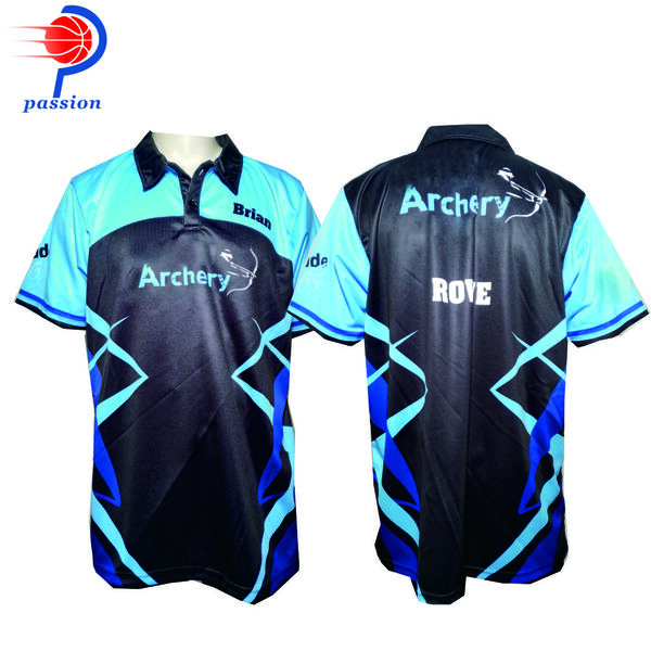 Light Blue Black Men's Custom Teamwear Shooting Archery Shirts