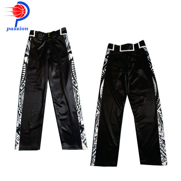 Best Quality Customizable Black Baseball Pants with Totem Pattern on Side Panels 