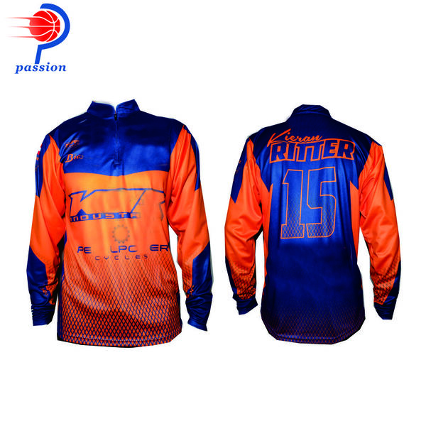Custom Team Set Blue Orange Adult BMX Cycling Shirt