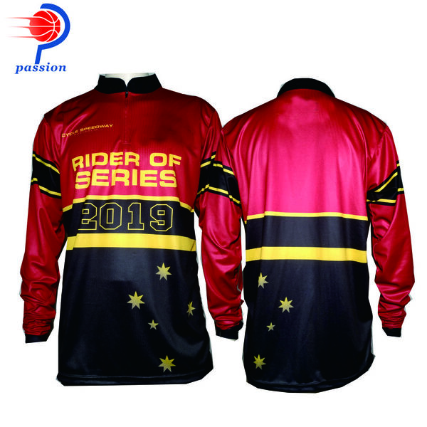1/4 Zipper Moisture Wicking Red Black BMX Bike Shirts for Riders