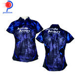 3 Buttons Customized Ladies' Fitting Cut Archery Shirts with Dye Sublimation Printing Patterns