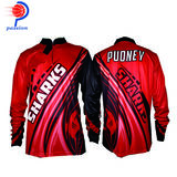 Fully Sublimated Red 50+ SPF Long Sleeve BMX Jerseys with Ribbing Cuff 