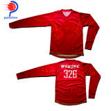 V Neck Plain Red Long Sleeve BMX Jerseys For Bike Teams