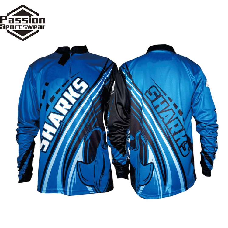 Durable Blue Shark Performance Fishing Shirt 