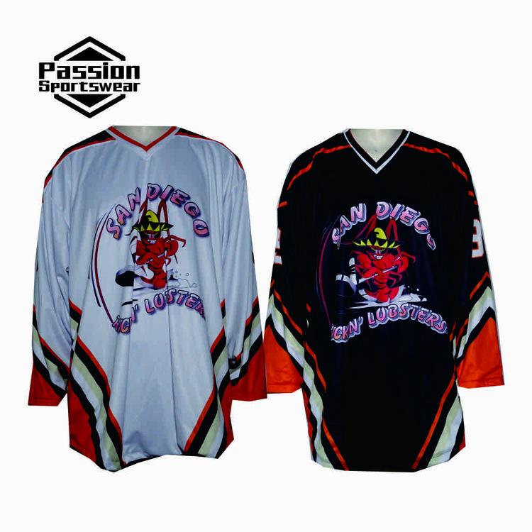 Orange Black Reversible Ice Hockey Jerseys