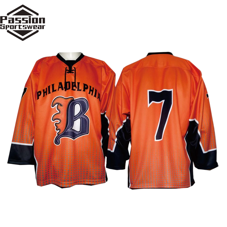 Philadelphia Bell Orange Black Lace Up Ice Hockey Jerseys 