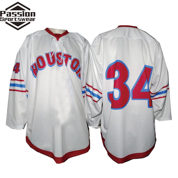 Huston White Blue Red Hockey Jersey with Matching Socks