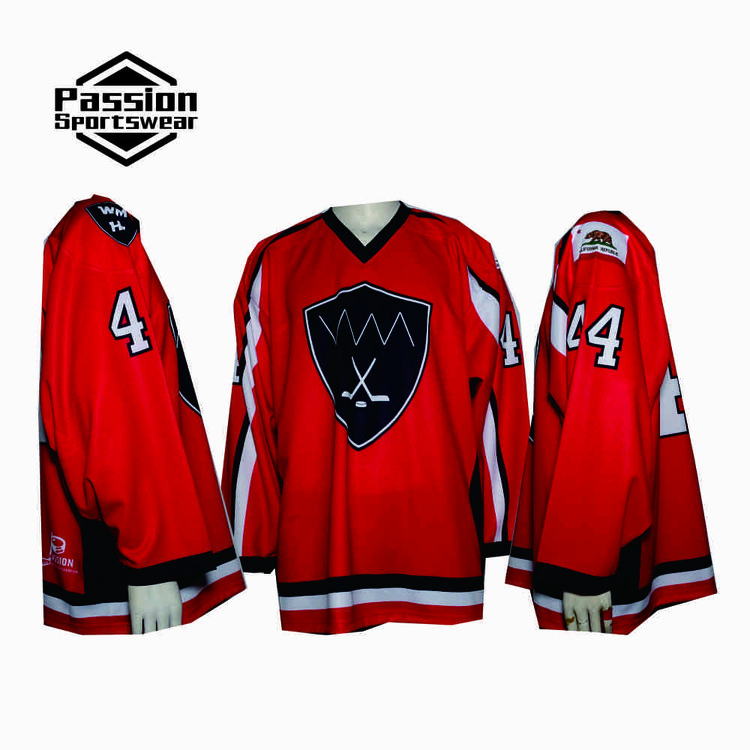 Red Black Ice Hockey Jerseys
