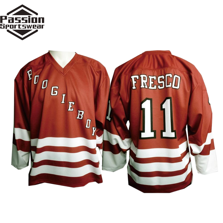 Red White Stripes Diagonal Team Name Ice Hockey Jerseys