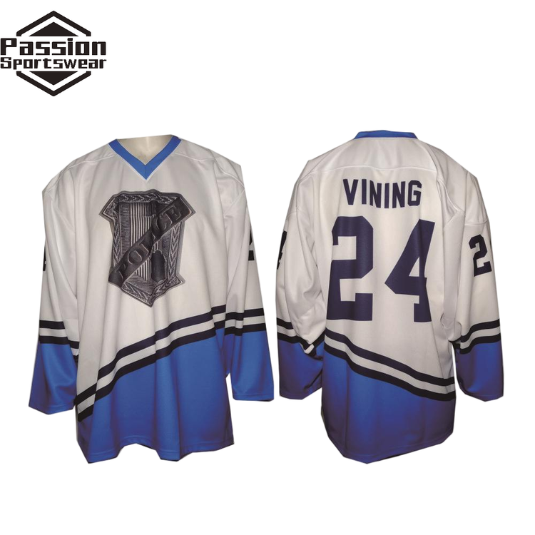 Blue White Police Ice Hockey Jerseys