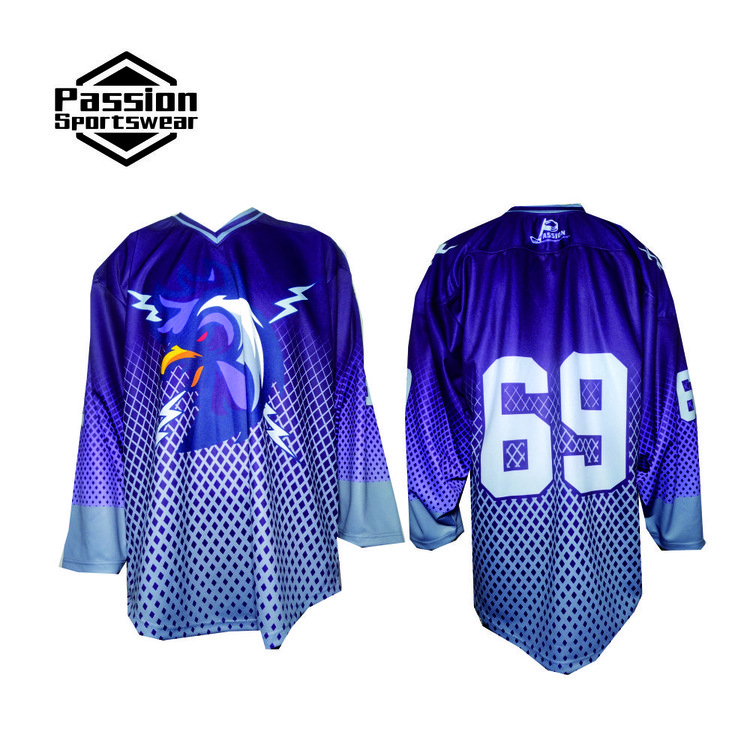 Purple Grey Roaster Hockey Jerseys