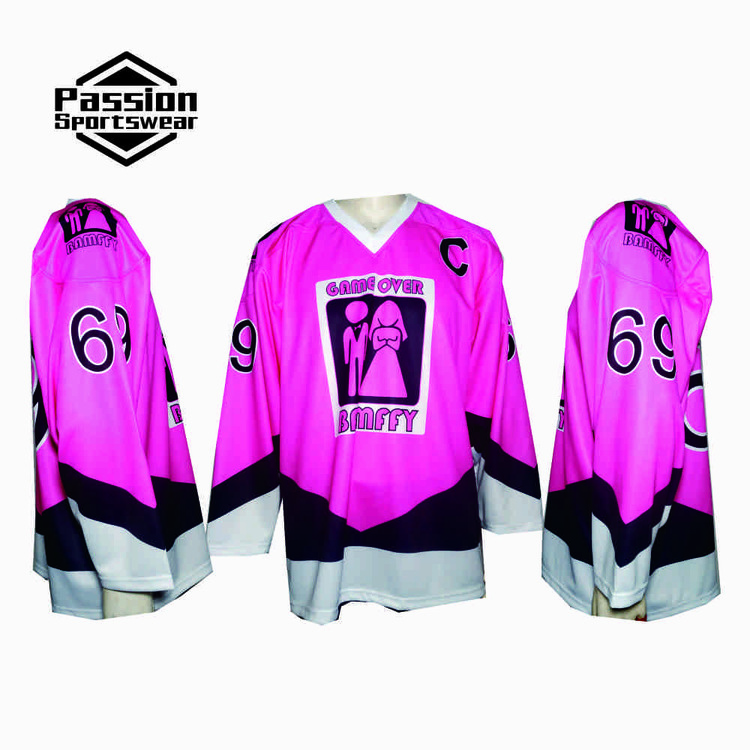 Pink White Wedding Hockey Jerseys