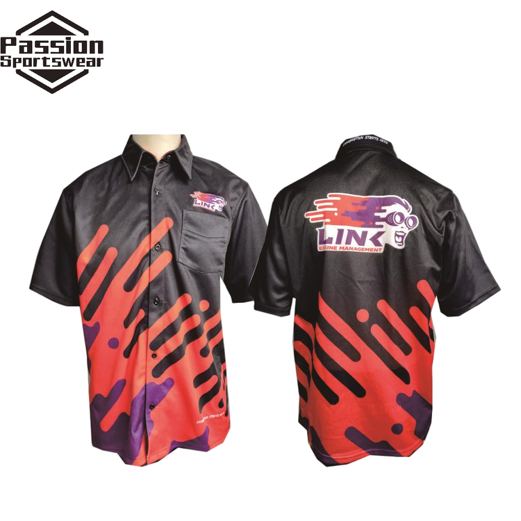 Full Button Down Black Red Racing Shirt 