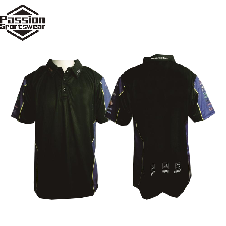 3 Buttons Black Blue Racing Shirts