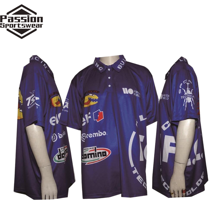 Royal Blue Sublimated Racing Polo Shirts