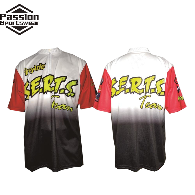 White Black Fading Effect Pit Crew Shirts